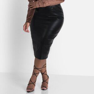 Rebdolls "Make It Easy" Vegan Leather Metallic Midi Skirt